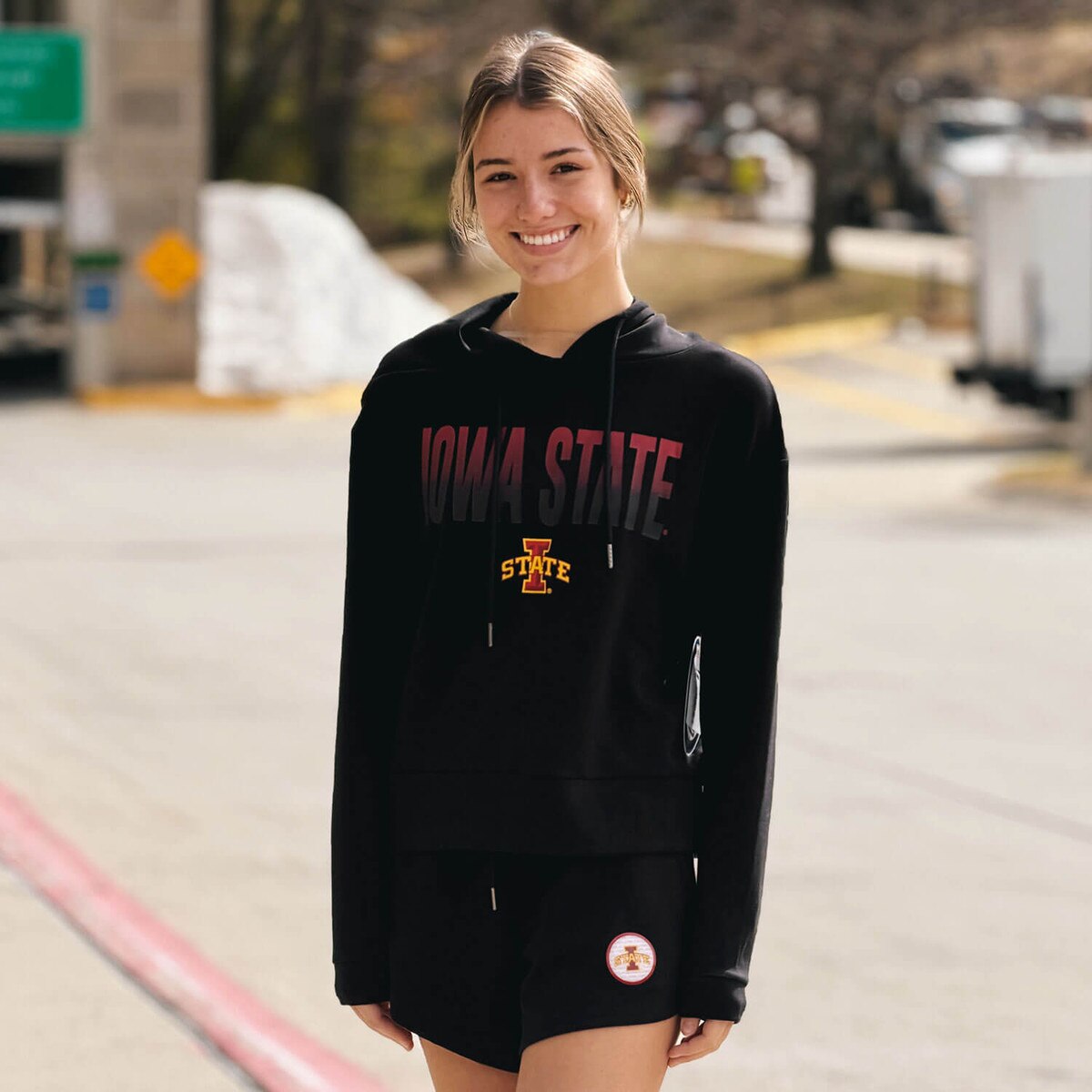 Concepts Sport Women's I-State Black Boxy Hoodie
